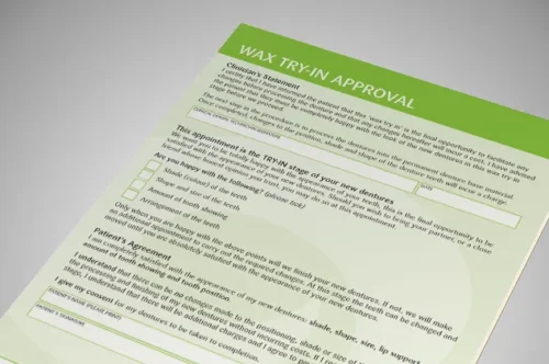 Wax Try-in Approval pad - NZIDT